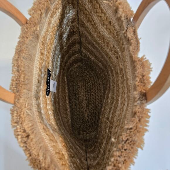 W Antik Kraft Hashree Jute Tote Bag Cream Beige Earthy Beach Vacation Wooden - Picture 10 of 11